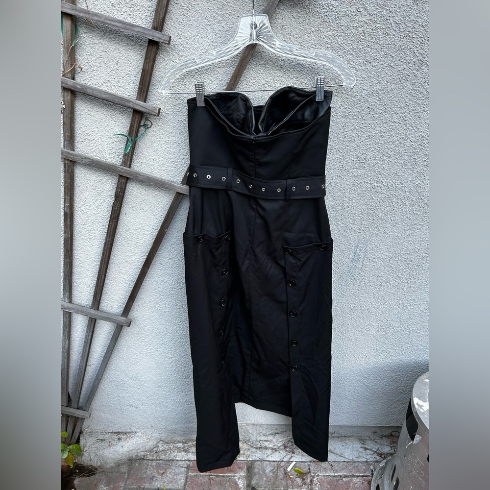 Rokh x H&M Bandeau Dress With Leather Bra Black - Picture 13 of 16